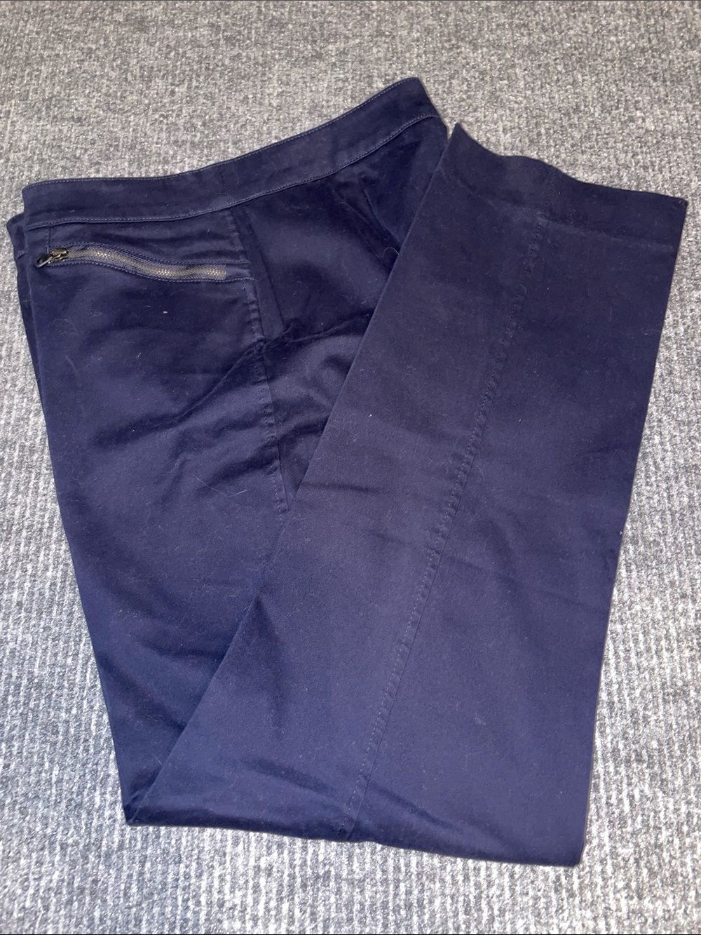 Talbots Curvy Navy Straight Leg Ankle Pants Size 8 Stretch Zip Pocket